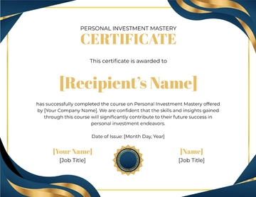 Free Personal Investment Mastery Certificate Template to Edit Online