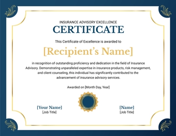 Free Insurance Advisory Excellence Certificate Template to Edit Online