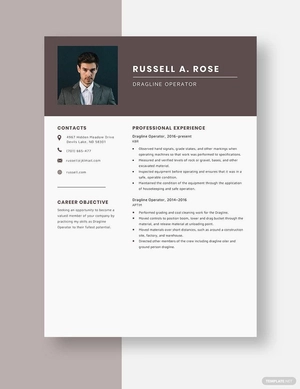 Dragline Operator Resume