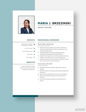 Drama Teacher Resume