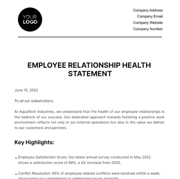 Free Employee Relationship Health Statement HR Template to Edit Online