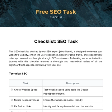 Free SEO Task Checklist Template to Edit Online