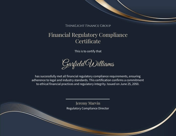 Free Financial Regulatory Compliance Certificate Template to Edit Online | Template.net