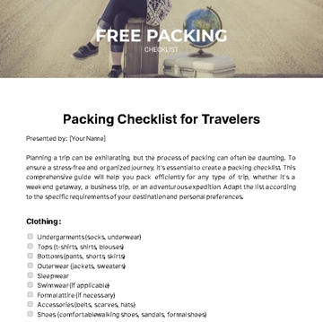 Free Packing Checklist Template to Edit Online