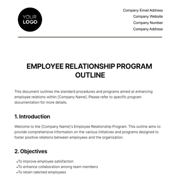 Free Employee Relationship Program Outline HR Template to Edit Online