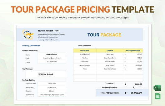 Tour Package Pricing Template
