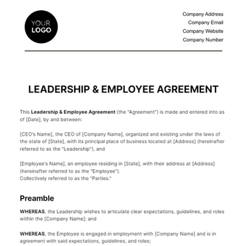 Free Leadership & Employee Agreement HR Template to Edit Online