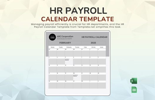 HR Payroll Calendar Template