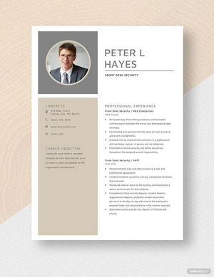 Front Desk Security Resume