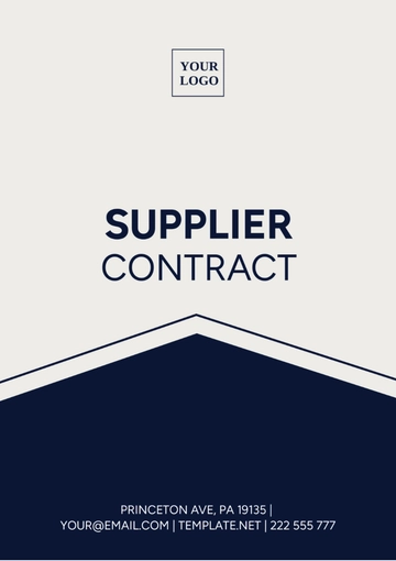 Free Supplier Contract Template to Edit Online