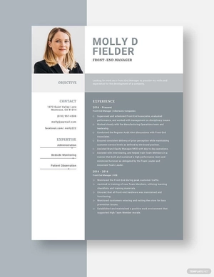 Front-End Manager Resume