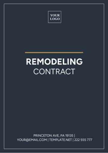 Free Remodeling Contract Template to Edit Online