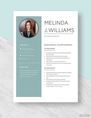 Gym Receptionist Resume