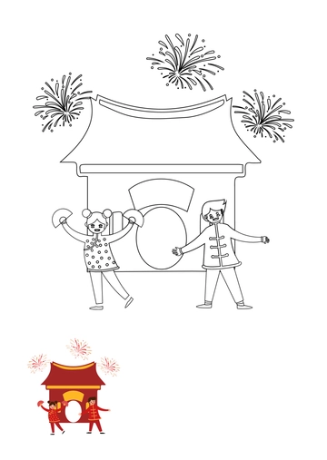 Free Chinese New Year Coloring Pages for Preschool Template to Edit Online