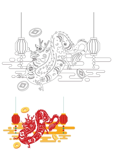 Free Chinese New Year Animals Coloring Pages Template to Edit Online