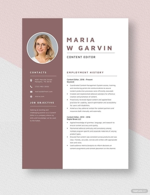 Content Editor Resume