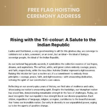 Free Flag Hoisting Ceremony Address Template to Edit Online