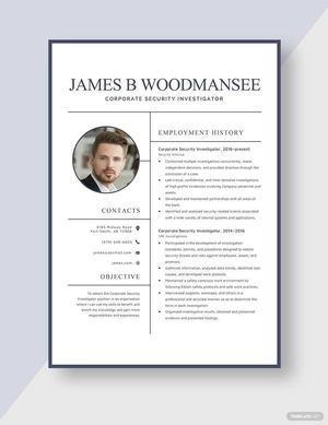 Corporate Security Investigator Resume
