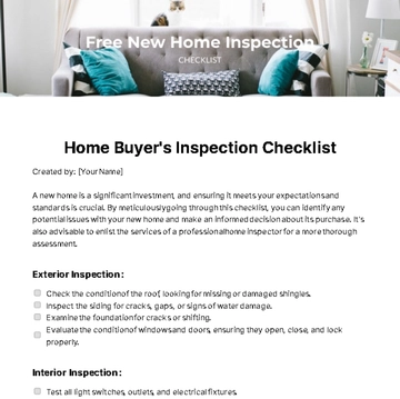 Free New Home Inspection Checklist Template to Edit Online