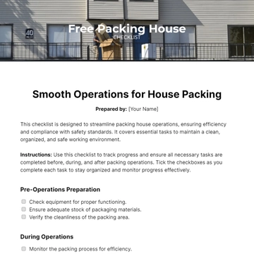 Free Packing House Checklist Template to Edit Online