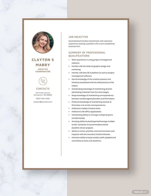Creative Coordinator Resume