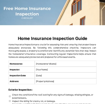 Free Home Insurance Inspection Checklist Template to Edit Online
