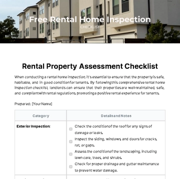 Free Rental Home Inspection Checklist Template to Edit Online