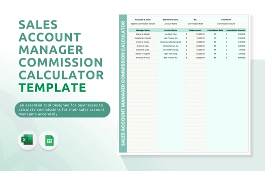 Sales Account Manager Commission Calculator Template