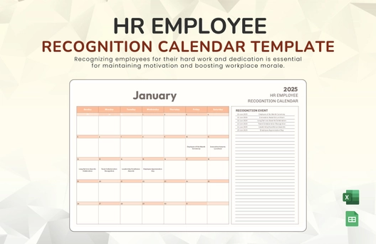 HR Employee Recognition Calendar Template