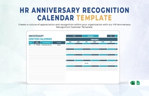 HR Anniversary Recognition Calendar Template