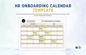 HR Onboarding Calendar Template