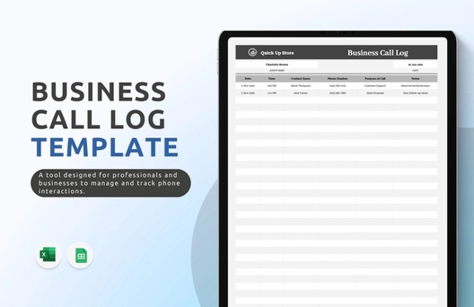 Business Call Log Template