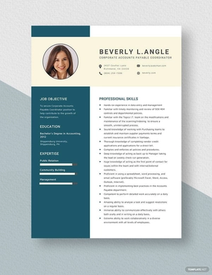 Corporate Accounts Payable Coordinator Resume