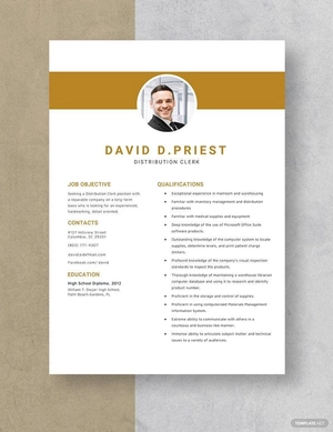 Distribution Clerk Resume