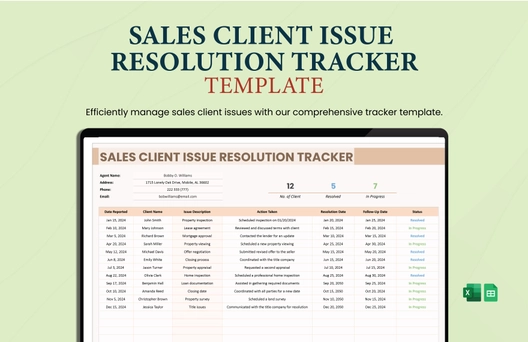 Sales Client Issue Resolution Tracker Template