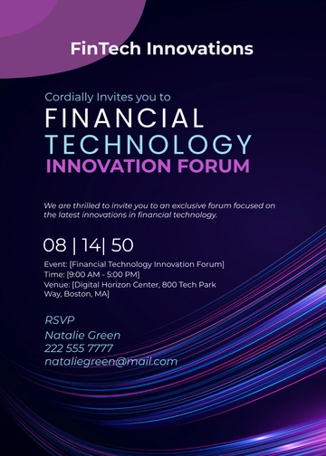 Free Financial Technology Innovation Forum Invitation Card Template to Edit Online