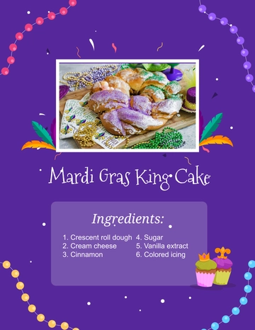 Free Mardi Gras Food Recipes Template to Edit Online