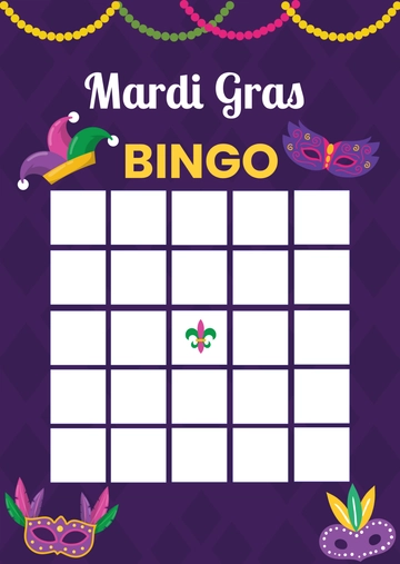 Free Mardi Gras Bingo Template to Edit Online