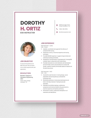 EOD Instructor Resume