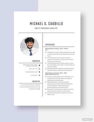 Equity Research Analyst Resume