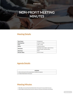 Non Profit Meeting Minutes Template