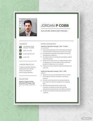 Healthcare Operations Manager Resume