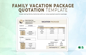 Family Vacation Package Quotation Template