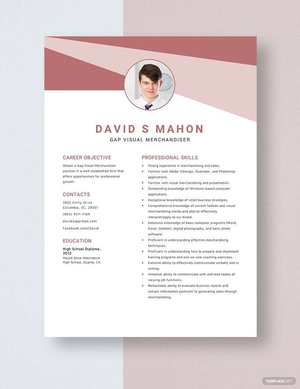 Gap Visual Merchandiser Resume