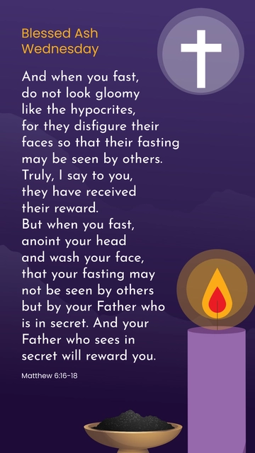 Free Ash Wednesday Lent Quotes Template to Edit Online