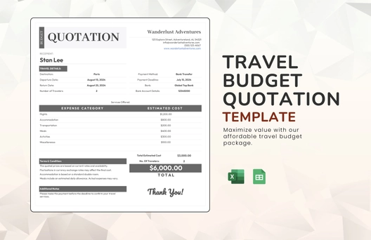 Travel Budget Quotation Template