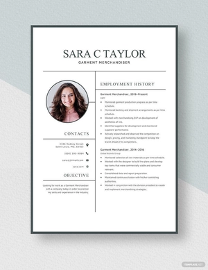 Garment Merchandiser Resume