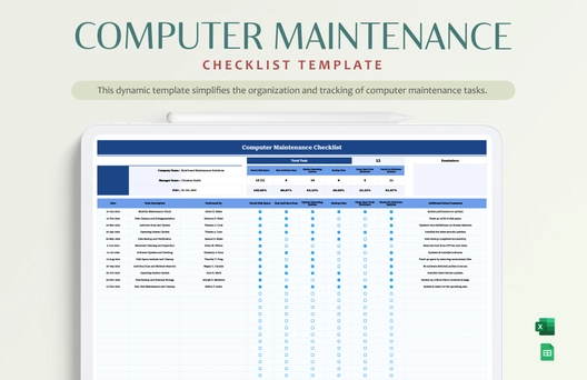 Computer Maintenance Checklist Template