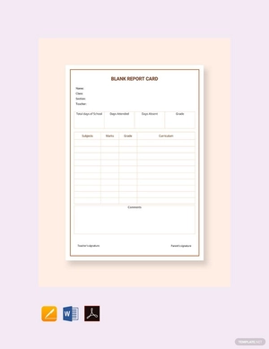 Blank Report Card Template