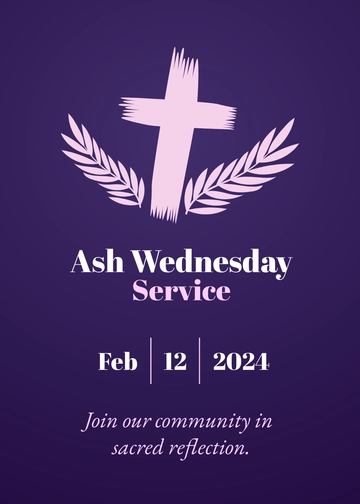 Free Ash Wednesday Service Invitation Template to Edit Online